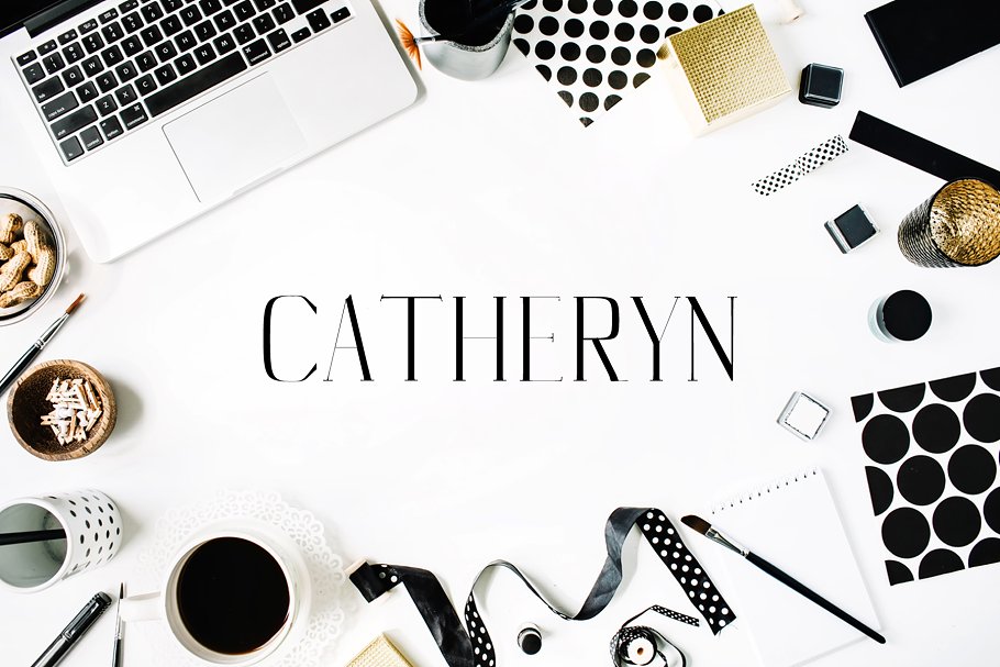 独特现代设计风格英文衬线字体家族 Catheryn Serif 4 Font Family Pack插图