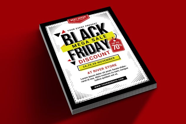 黑色星期五购物促销传单模板 Black Friday Sale Flyer插图(1)