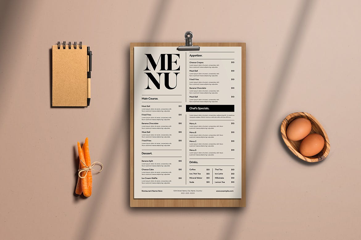 简约风菜单版式设计模板 Simple Food menu插图3