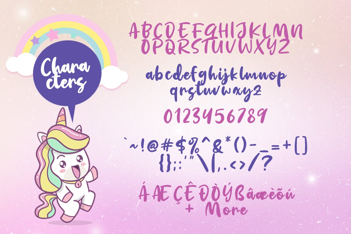 有趣大胆的英文儿童书法字体 Kindness Unicorn插图4