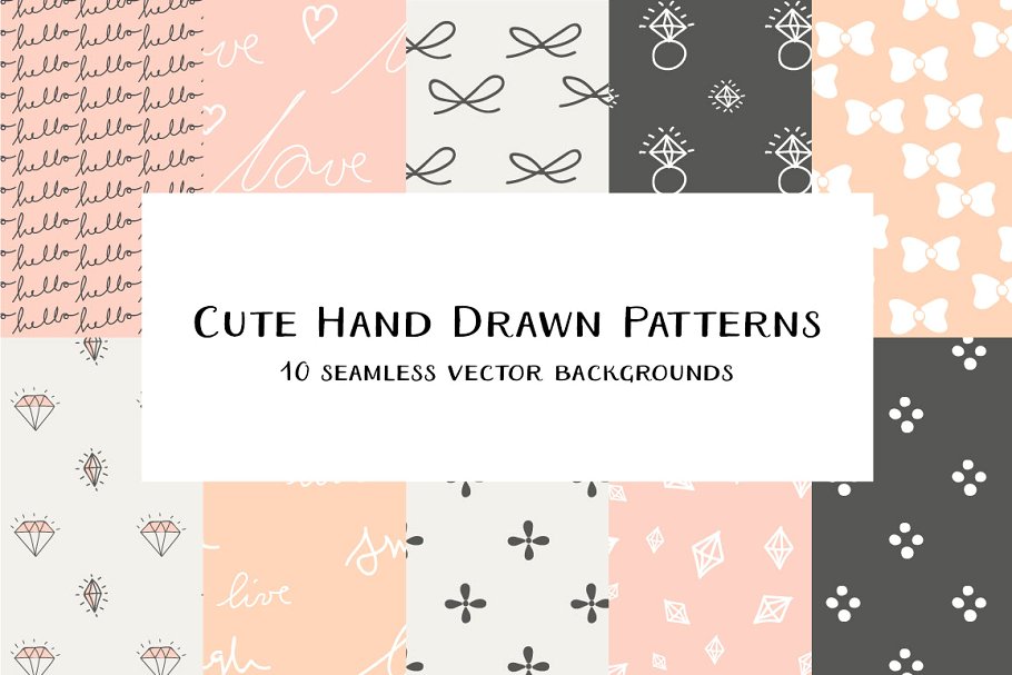 可爱的手绘图案纹理 Cute Hand-Drawn Patterns插图(4)