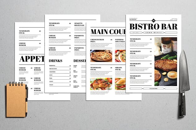 新闻报纸版式设计菜单设计模板 Newspaper Style Food Menus插图(2)