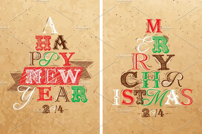 圣诞节主题手绘字体插画 Merry Christmas Lettering Collection插图(4)