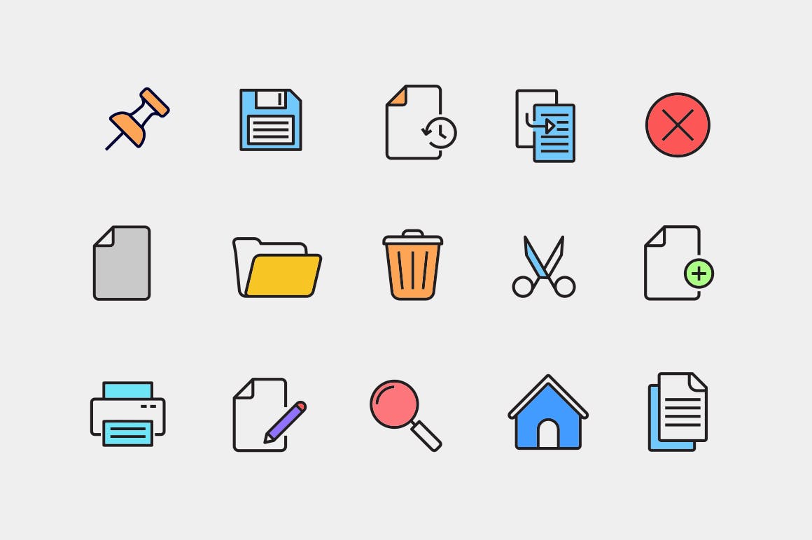 15枚文件操作矢量图标素材 15 File Action Icons插图(1)