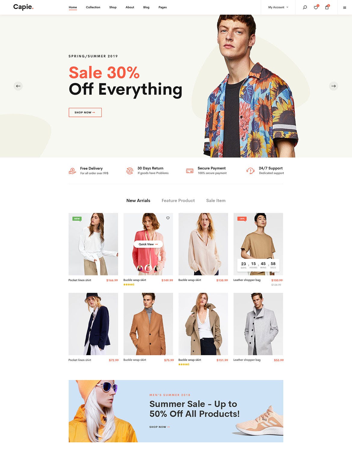 简约时尚设计风格电商网站设计PSD模板 Capie | Minimalist eCommerce PSD Template插图(3)