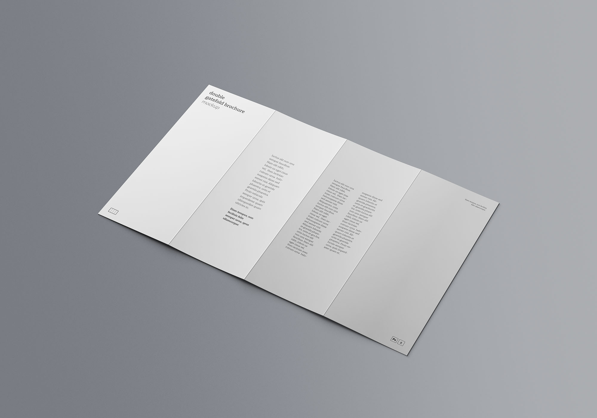 双门折叠宣传册设计效果图样机模板 Double Gatefold Brochure Mockup插图(3)