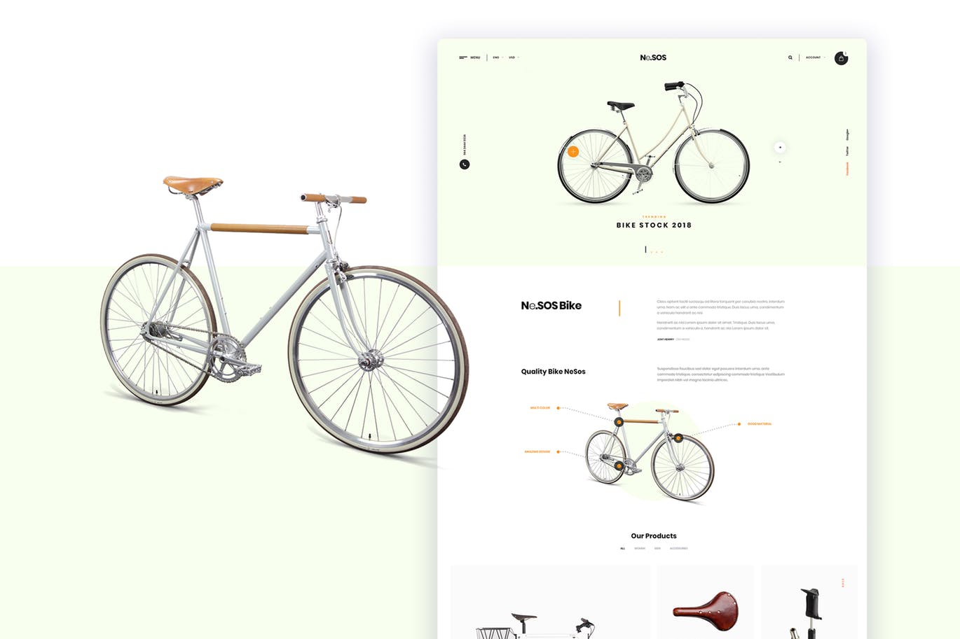 自行车品牌网站&网上商城着陆页设计模板 Ne25 – bike store landing page template插图