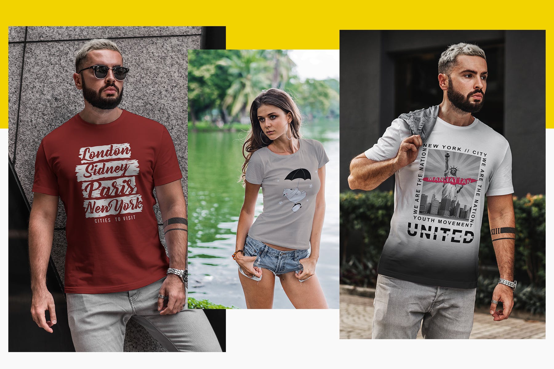 都市风格男士T恤印花设计效果图样机v2 T-Shirt Urban Style Vol2插图(5)