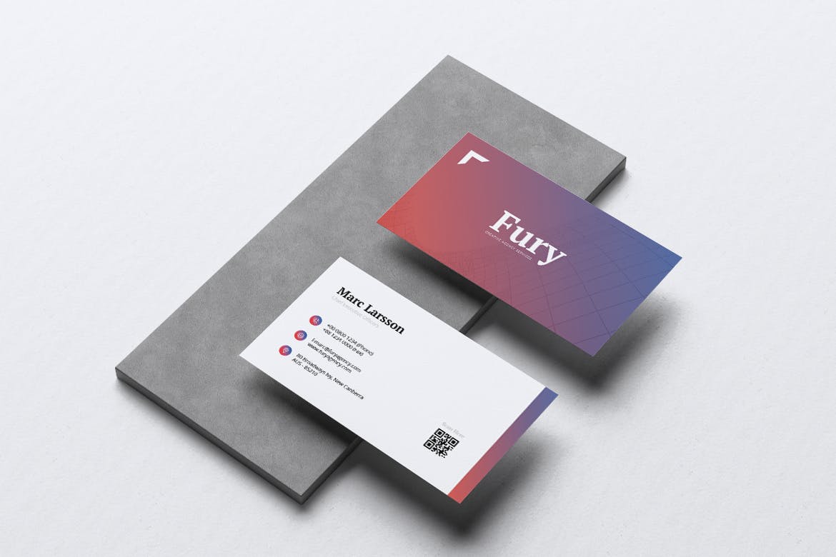 创意代理公司宣传单&企业名片设计模板 FURY Creative Agency Flyer & Business Card插图2