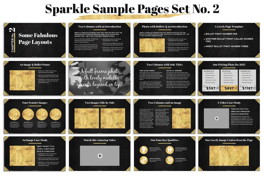 闪耀金箔排版风格PPT幻灯片模板 Sparkle Gold Foil PPT Templates插图(3)