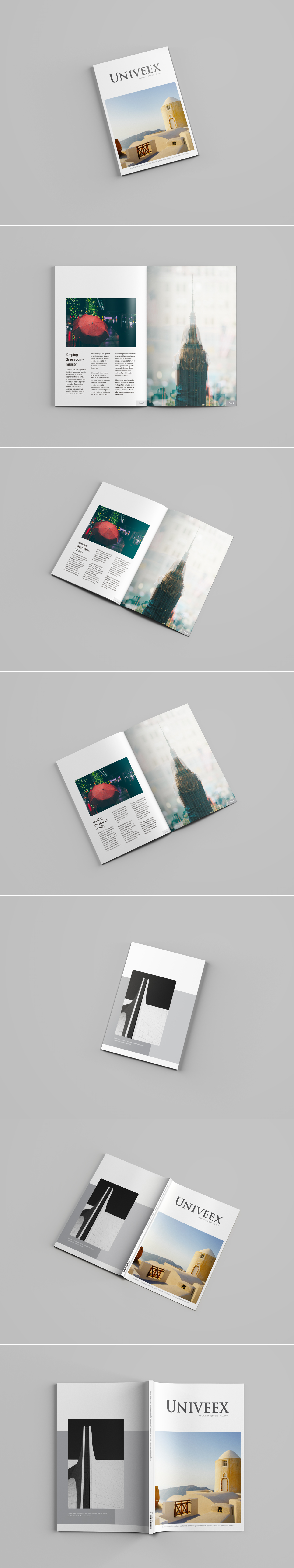 A4精装杂志封面&内页排版印刷效果图样机 A4 Magazine Mockup插图