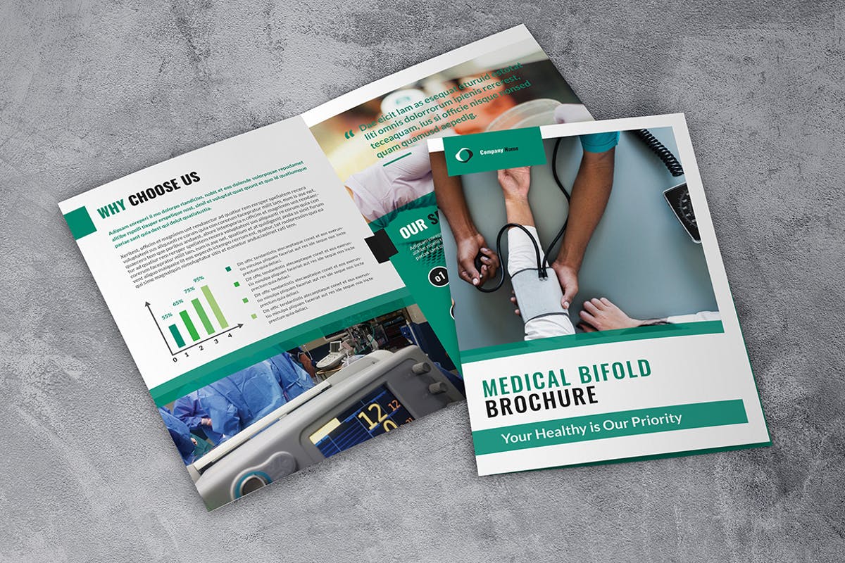 医疗保健服务折页传单模板 Medical Bifold Priority插图