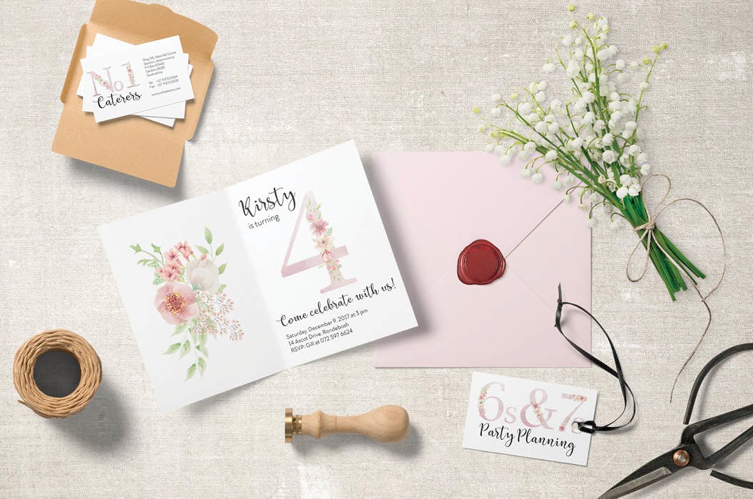 粉色水彩花卉字母和数字设计艺术字剪贴画PNG素材 Pink Watercolor Floral Letters and Numbers插图(7)