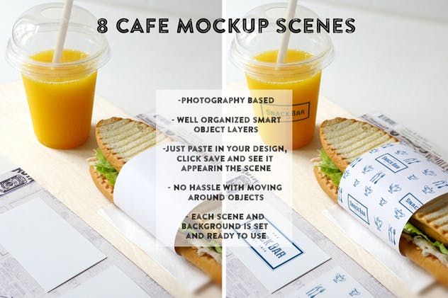 三明治咖啡馆食品品牌样机模板 Sandwich cafe Mockup插图(1)