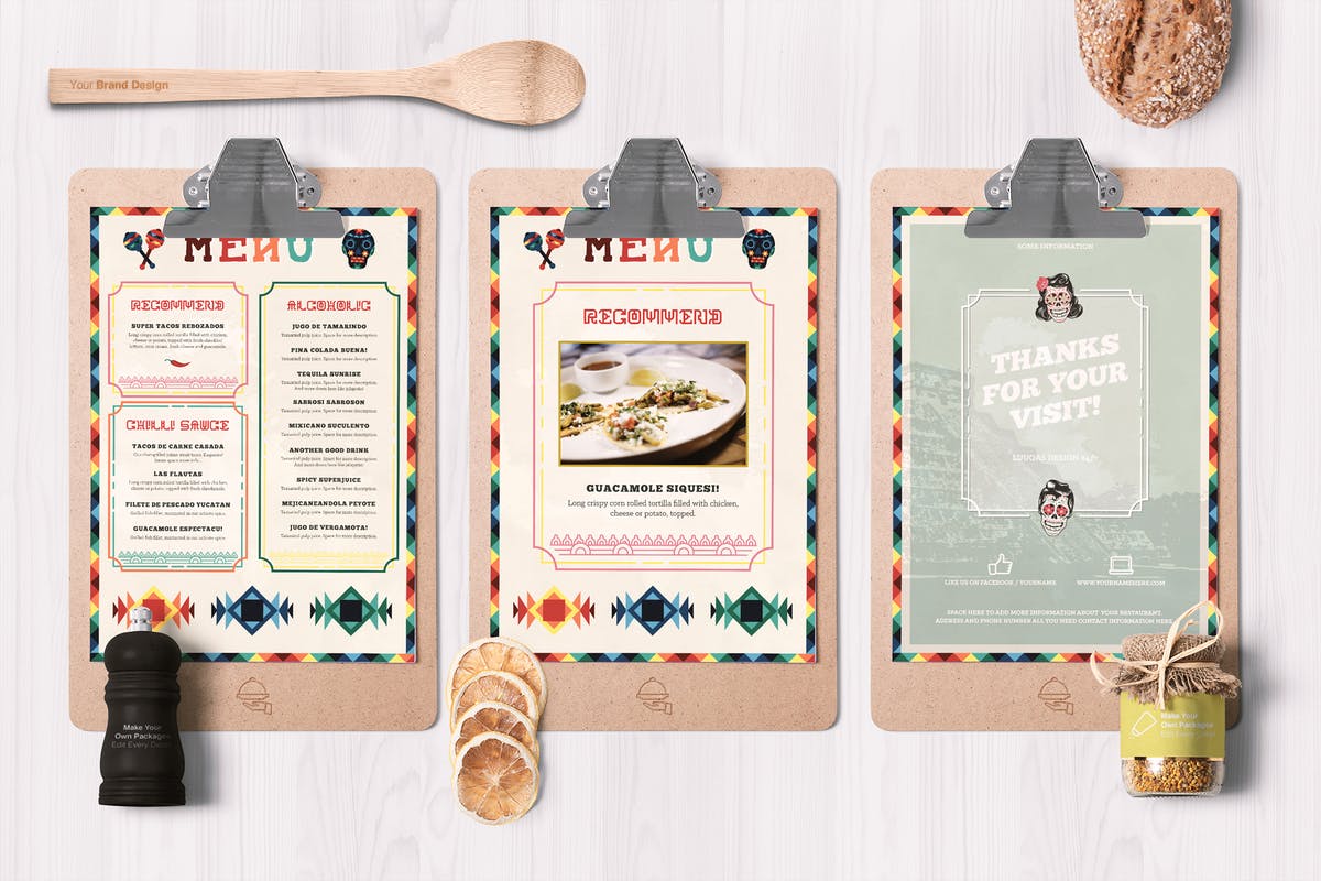 墨西哥风味餐馆菜单设计PSD模板 Mexican Style Food Menu Template插图