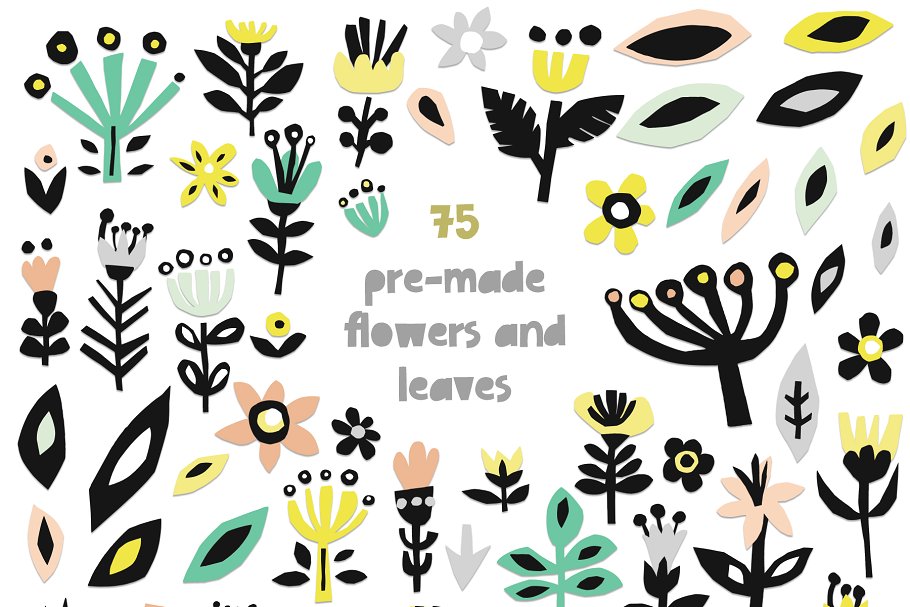 400+剪纸花卉元素 426 Cutout Floral Elements: PNG, EPS插图(2)