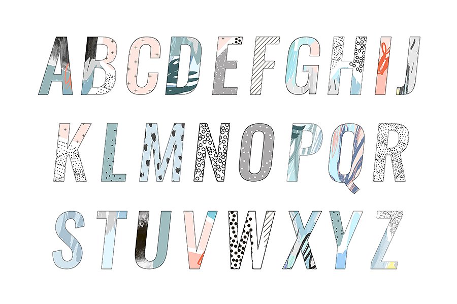 6款可爱时尚的字母表插画 6 ALPHABETS插图(7)