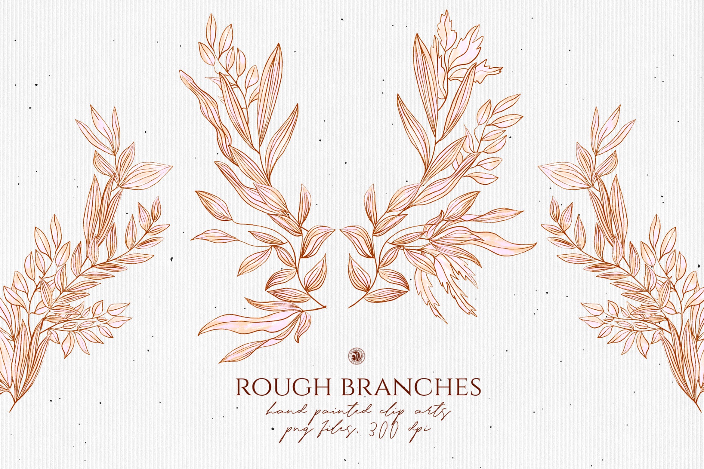 高清手绘橄榄枝叶PNG素材 Rough Branches插图