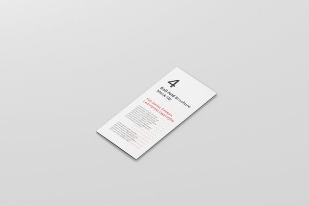 四折页迷你DL传单小册子样机模板 Roll-Fold Brochure Mockup – DL DIN Lang插图5