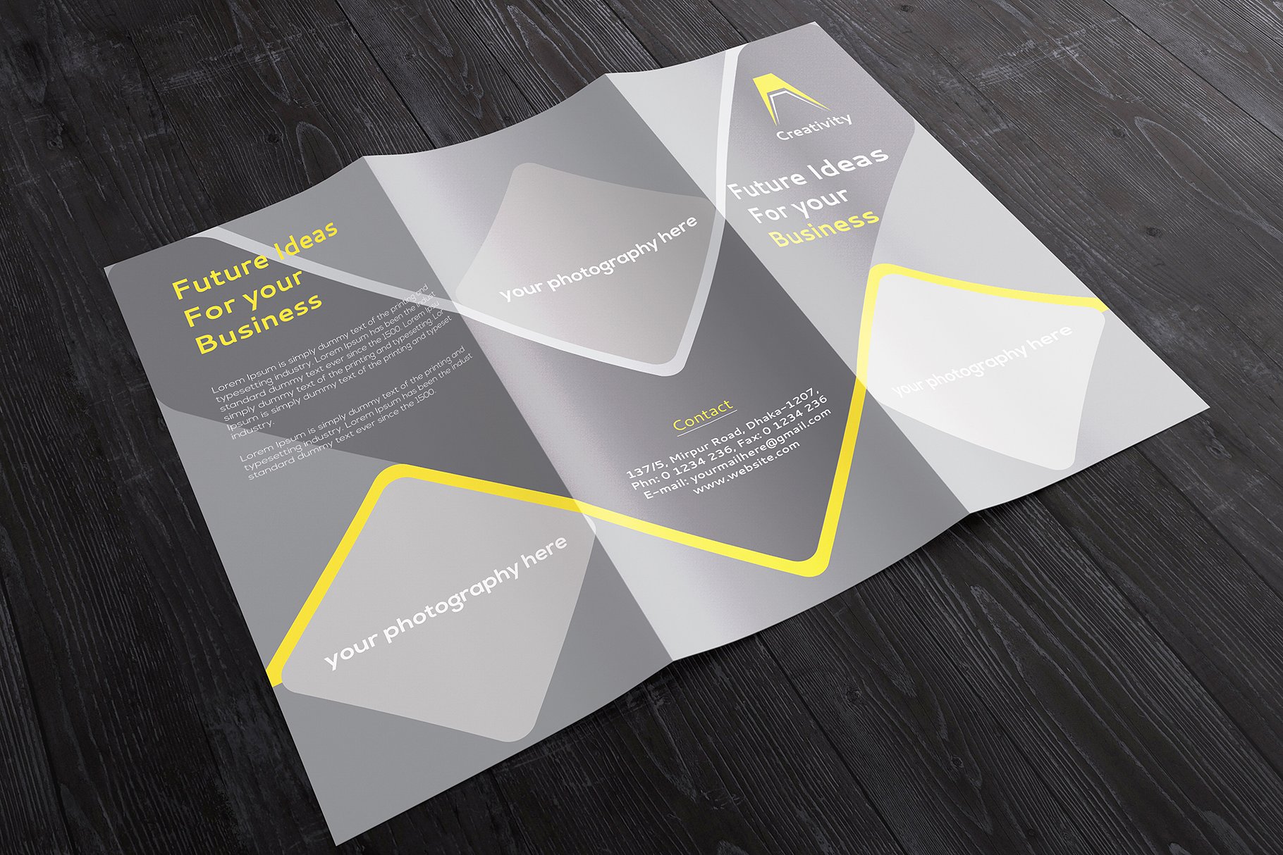 产品企宣三折小册子样机模板 Letter-fold brochure Mockups v.1插图(2)