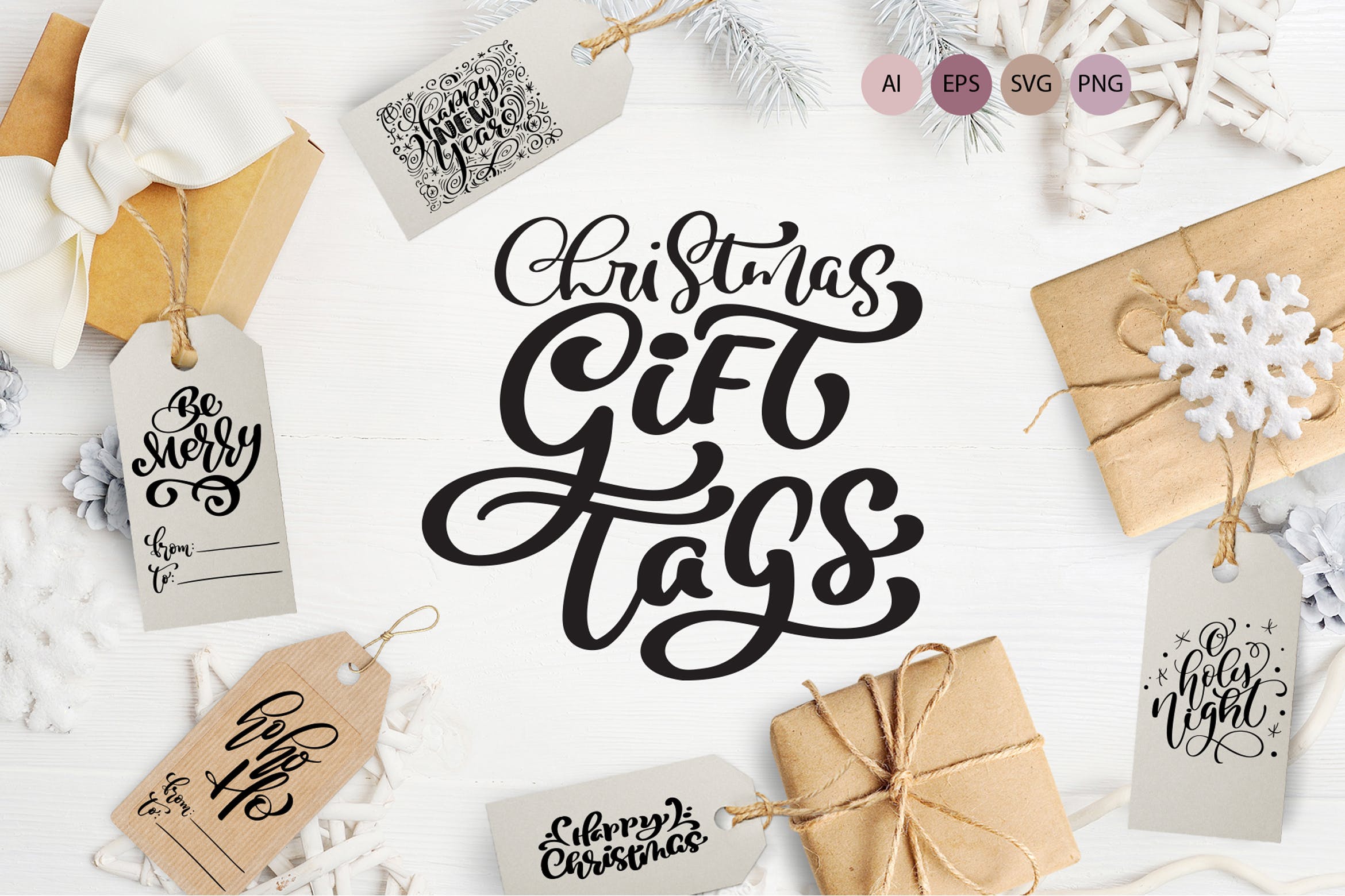 圣诞节礼物标签矢量设计图形素材 Christmas Gift Tags插图
