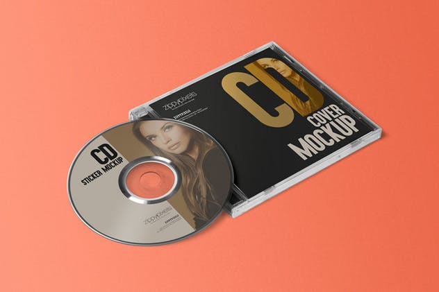音乐CD光盘&包装盒样机 CD Label & Case Mockups插图(5)