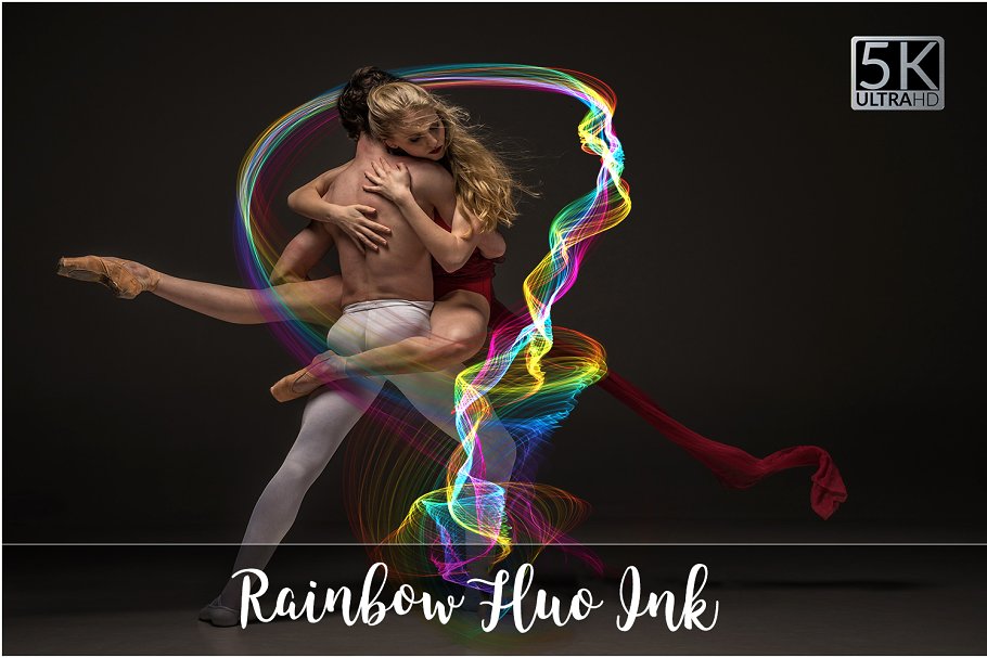 5K高清分辨率彩虹特效叠层素材 5K Rainbow Fluo Ink Overlays插图
