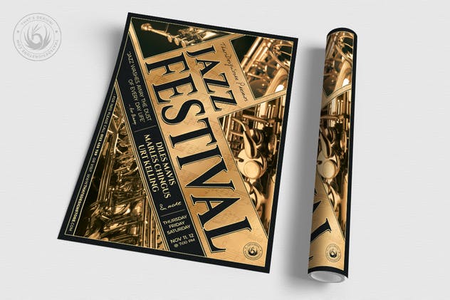 创意爵士音乐演奏会活动海报模板v1 Jazz Festival Flyer Template V1插图(2)