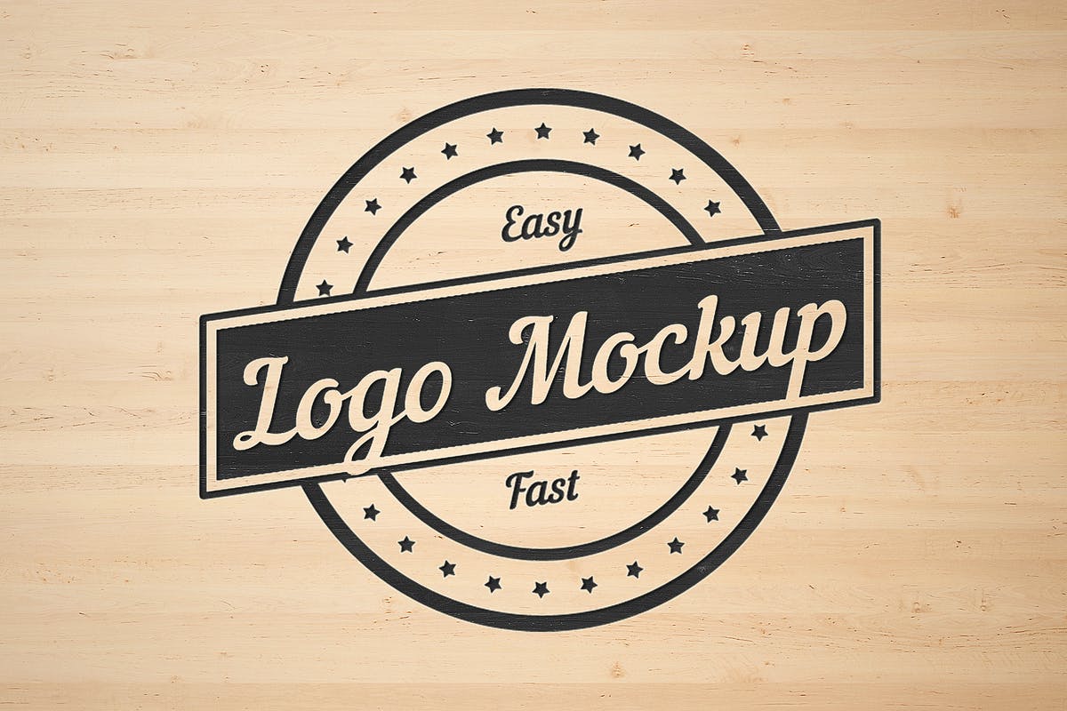 平面logo木板背景纹理样机 Logo Flat Mockup插图