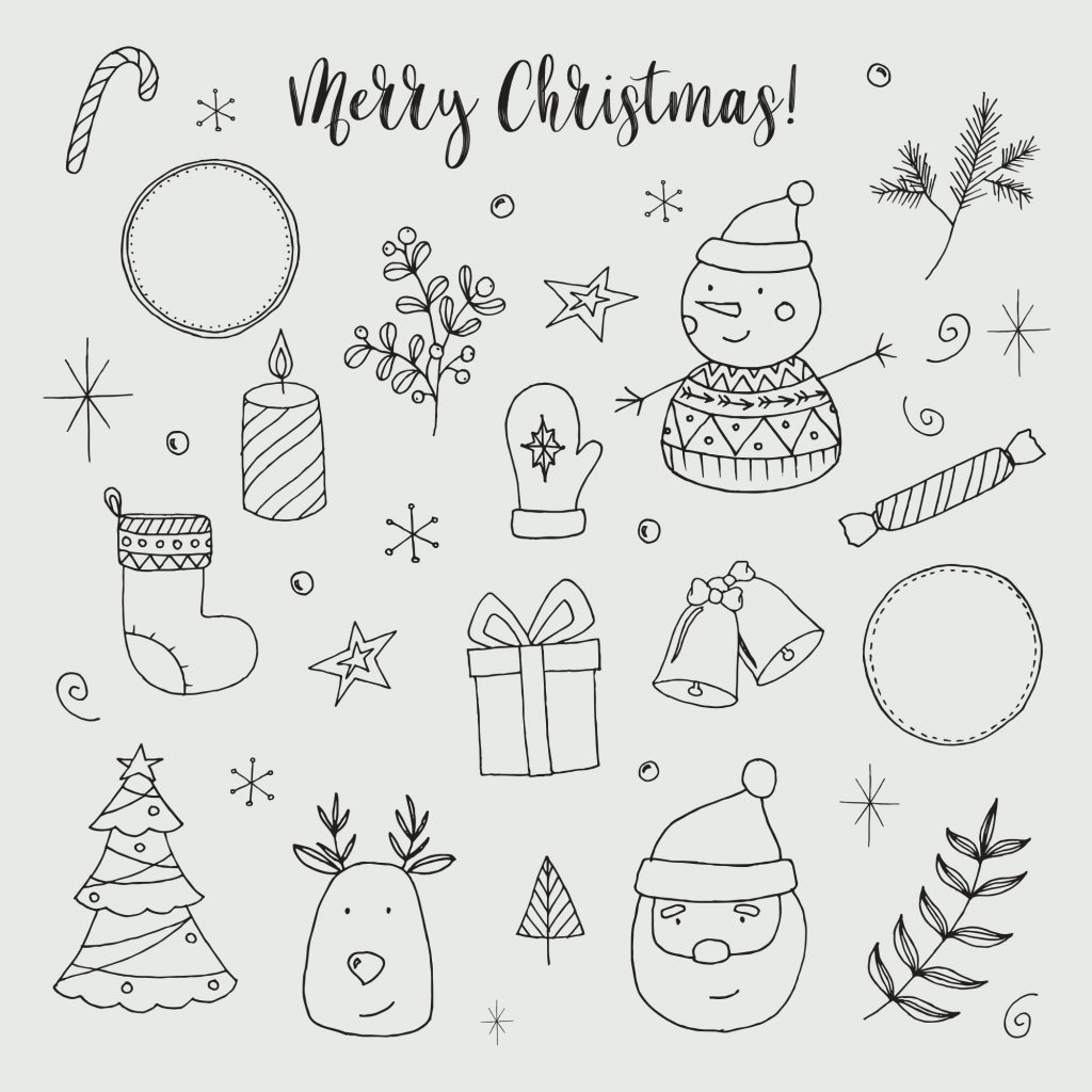 可爱的手绘圣诞节元素 Hand-drawn Christmas Doodles插图1