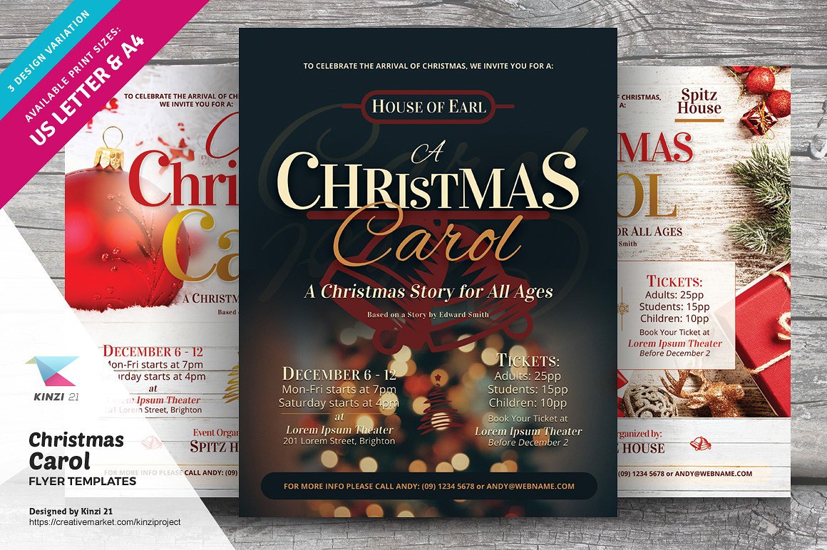 圣诞之歌海报模板 Christmas Carol Flyer Templates [psd]插图