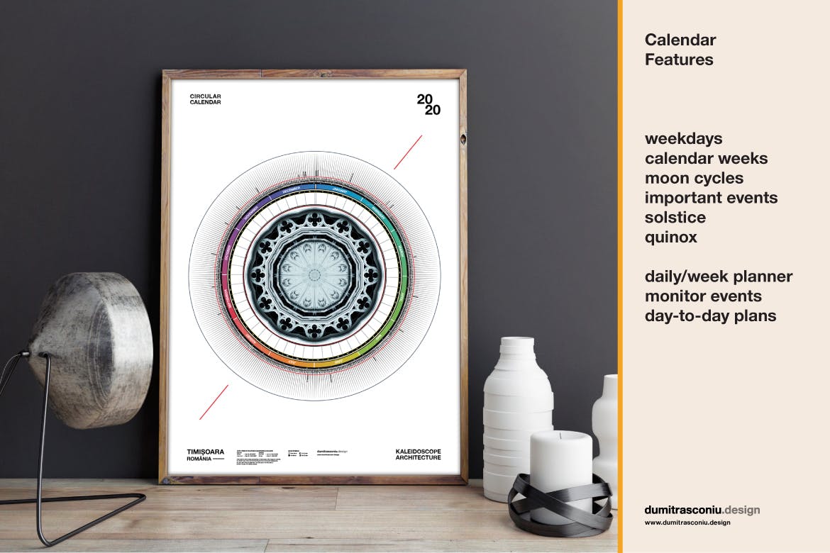 2020年创意复杂圆形日历年历设计模板 Circular Calendar / 2020 Edition插图1