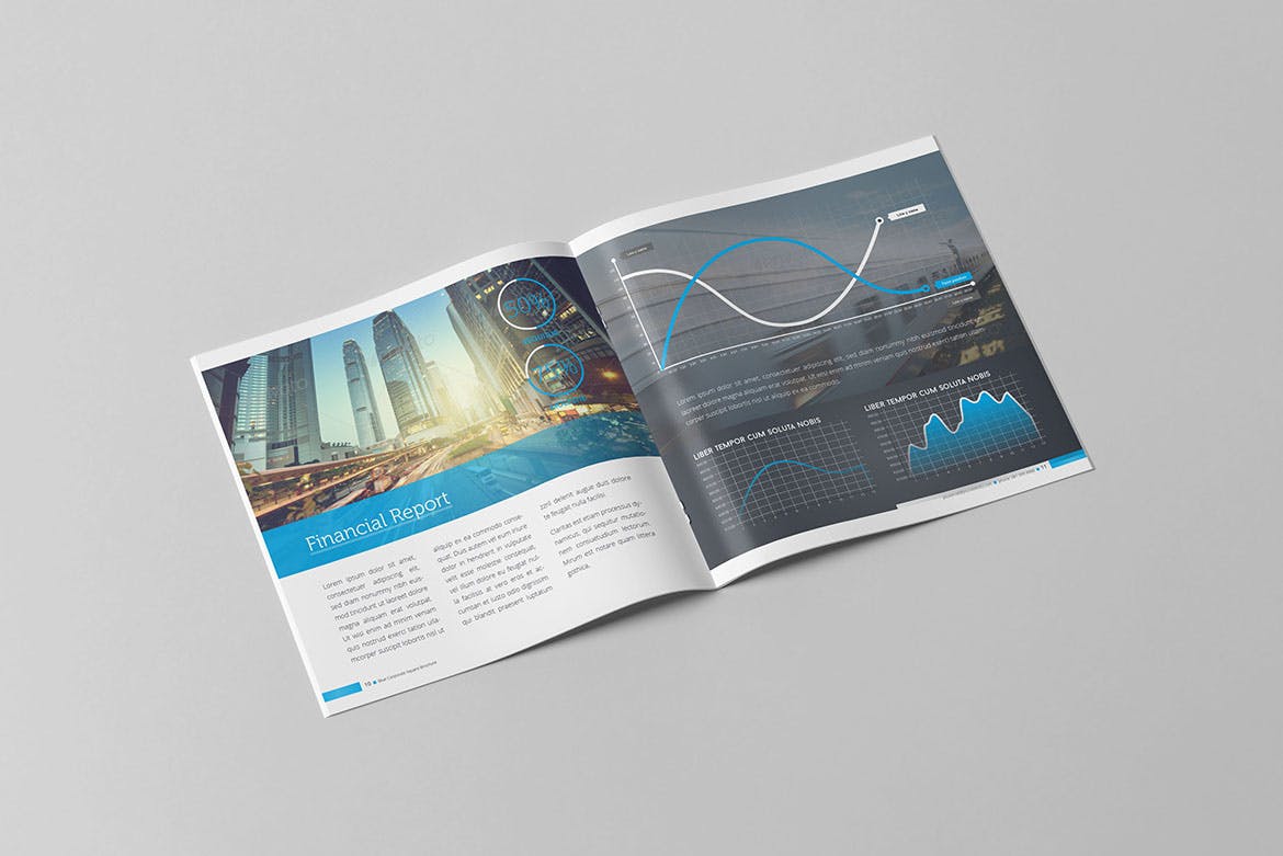 信息科技企业公司画册设计模板素材 Blue Corporate Square Brochure插图5