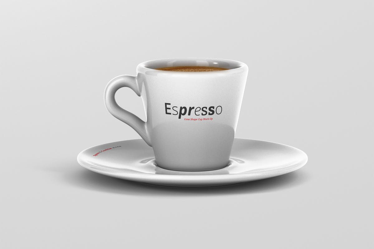 逼真咖啡杯马克杯样机模板 Espresso Cup Mockup – Cone Shape插图