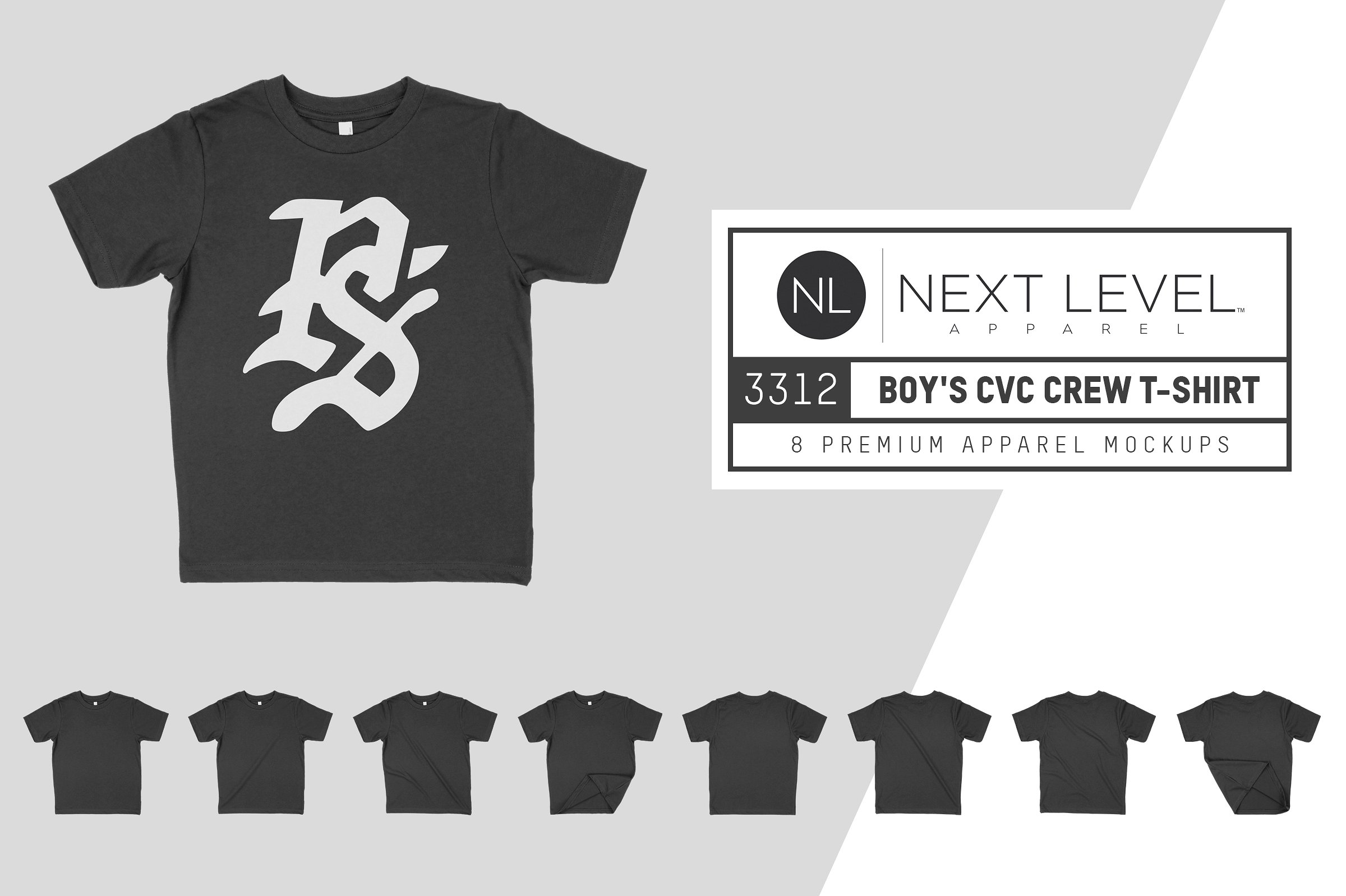 儿童圆领T恤服装样机 Next Level 3312 Boy’s CVC Tee Mocks插图