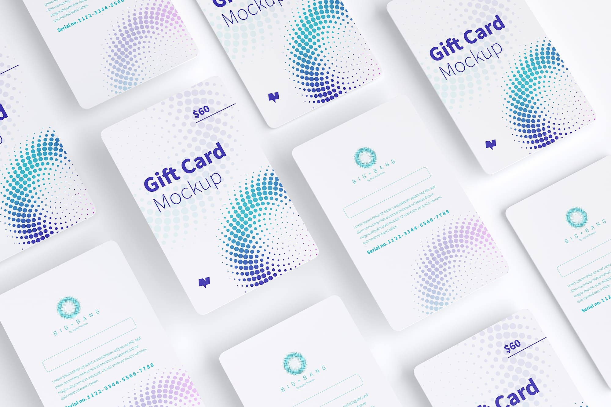 礼品积分卡卡片设计效果图等距样机模板09 Gift Card Mockup 09插图(1)