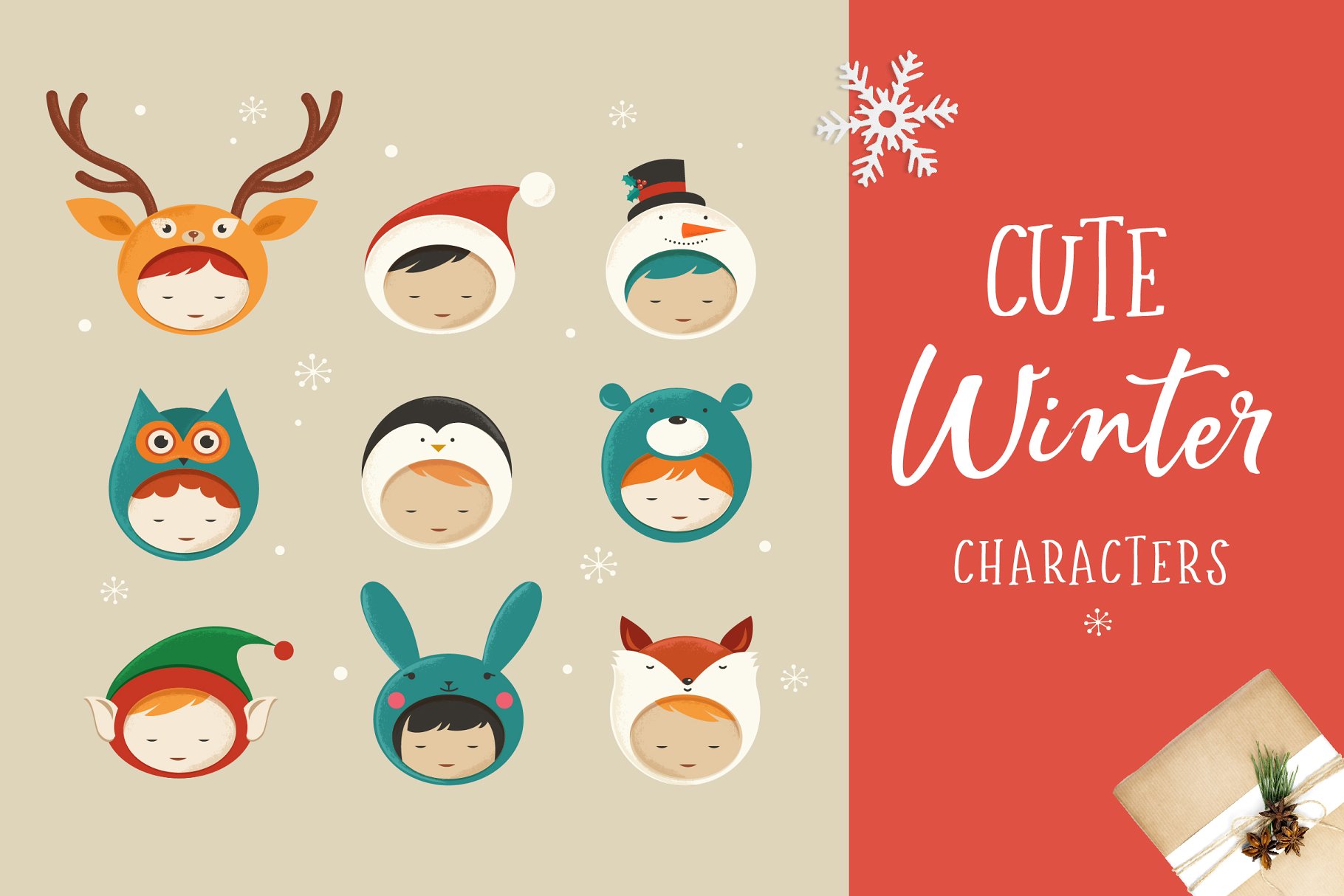 可爱的圣诞人物图标  Cute Christmas Characters icons插图