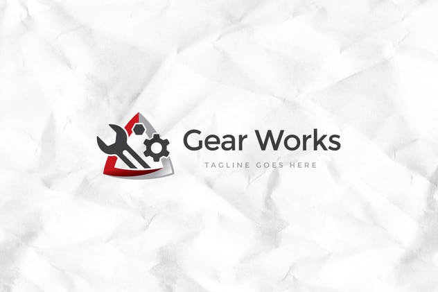 机械维修服务品牌Logo设计模板 Gear Works Logo Template插图1