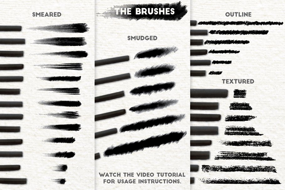木炭画笔笔画AI笔刷 Charcoal Brushes插图(3)
