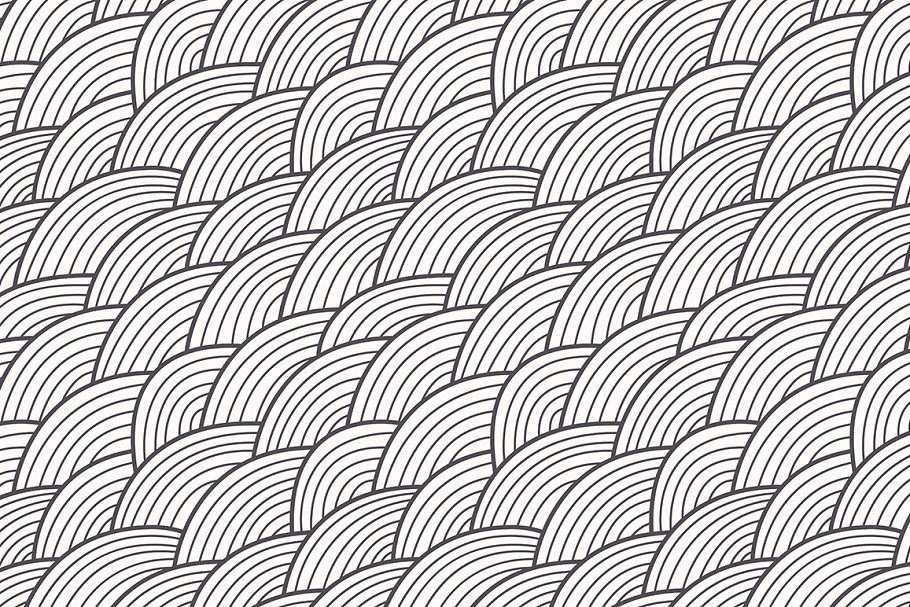 创意手绘鱼鳞线条底纹 Handmade Seamless Patterns插图7