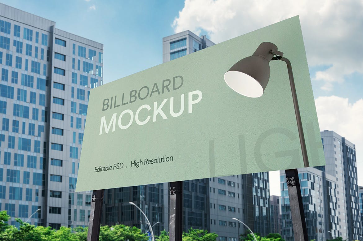 户外简易设计广告牌样机v2 Advertisement Billboard Mockup Vol 02插图1