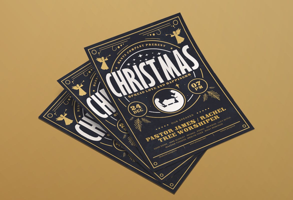 圣诞节庆祝晚宴聚会海报传单模板 Christmas Party Flyer插图(2)