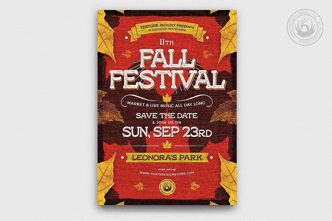 秋天主题活动海报传单设计PSD模板v2 Fall Festival Flyer PSD V2插图