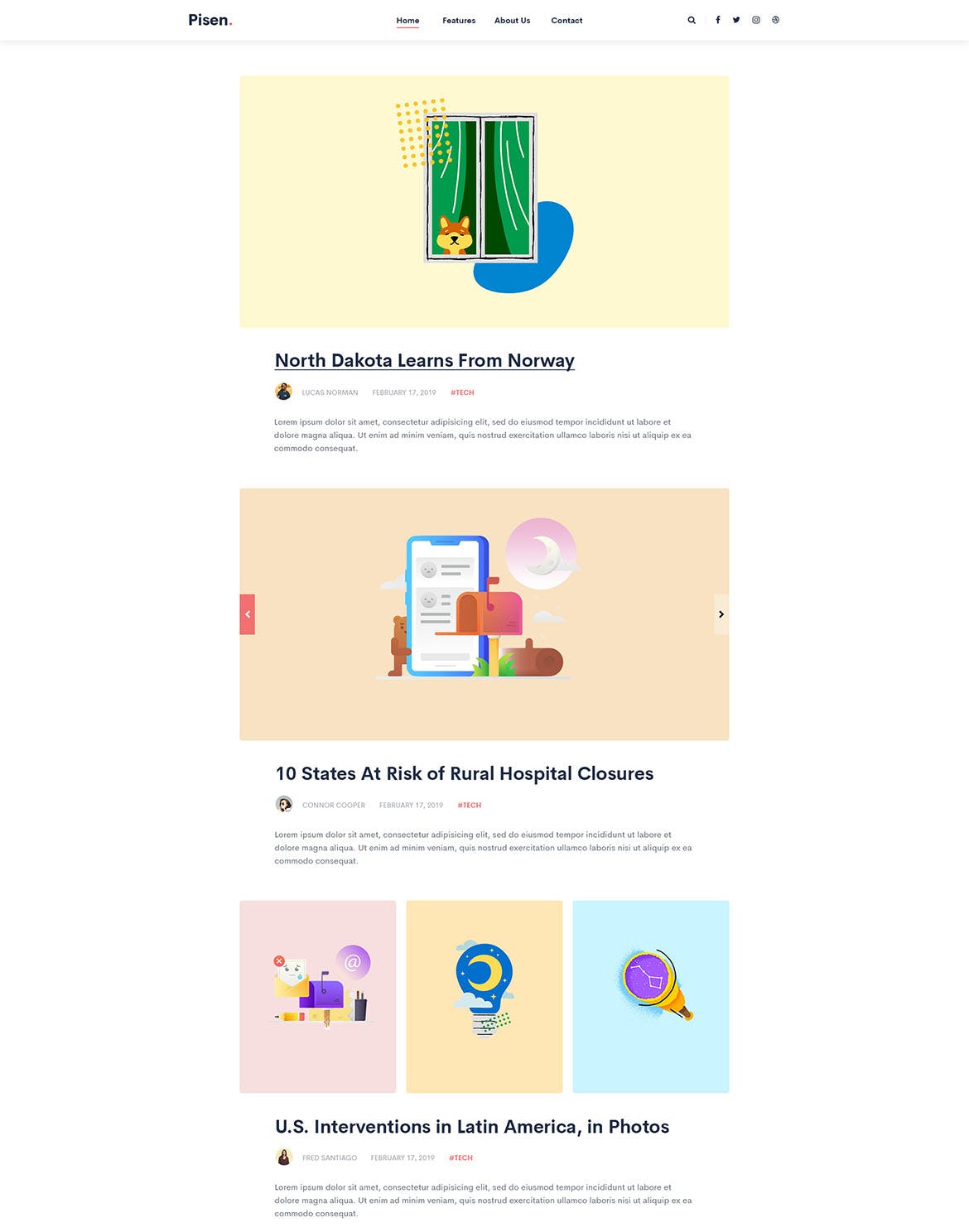 极简多图博客设计PSD模板 Pisen | Minimalist Blog PSD Template插图(1)