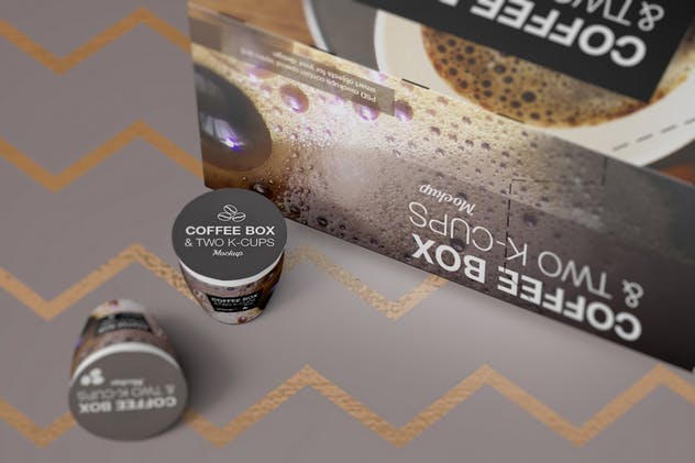 高品质的时尚咖啡杯/咖啡盒样机 2 K-Cups-Coffee Box Mockup插图(10)