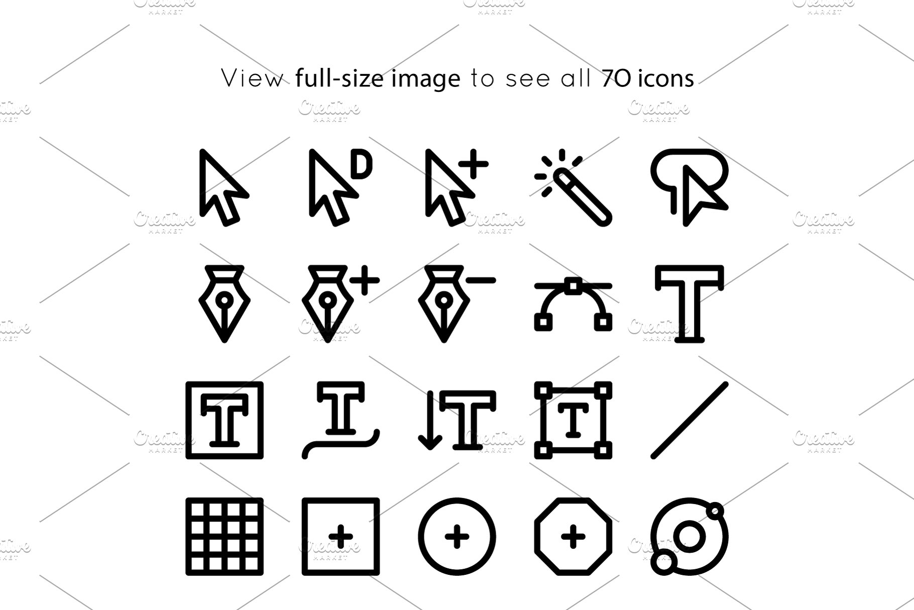 70个 Adobe Illustrator工具粗体图标  BOLD icons Adobe Illustrator tools插图(4)