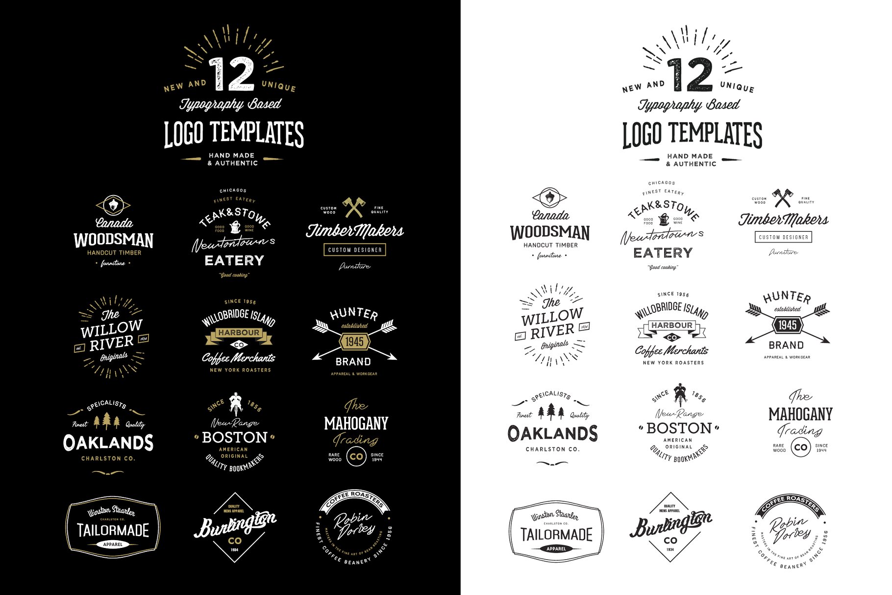 12款复古怀旧风格排版Logo模板 12 Typography Based Vintage Logos插图1