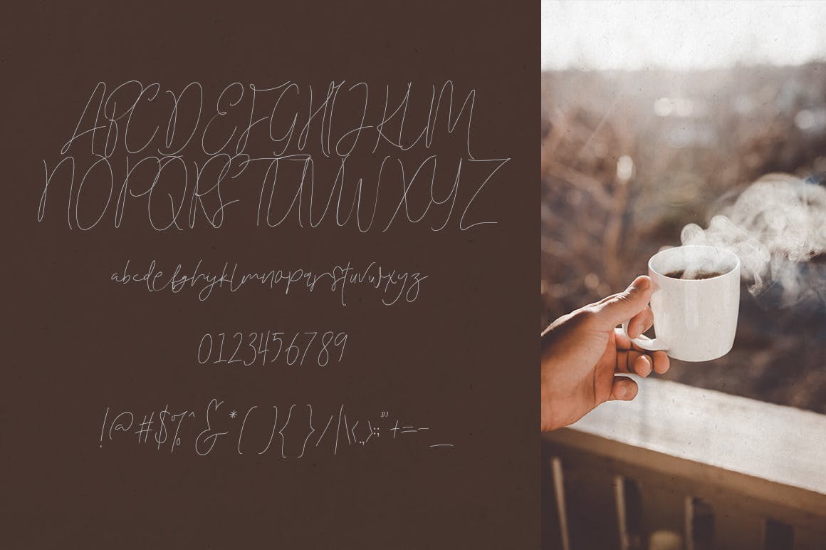 创意装饰设计/无衬线字体/连笔书法钢笔字体三合一 Toast Bread Coffee Typeface插图4