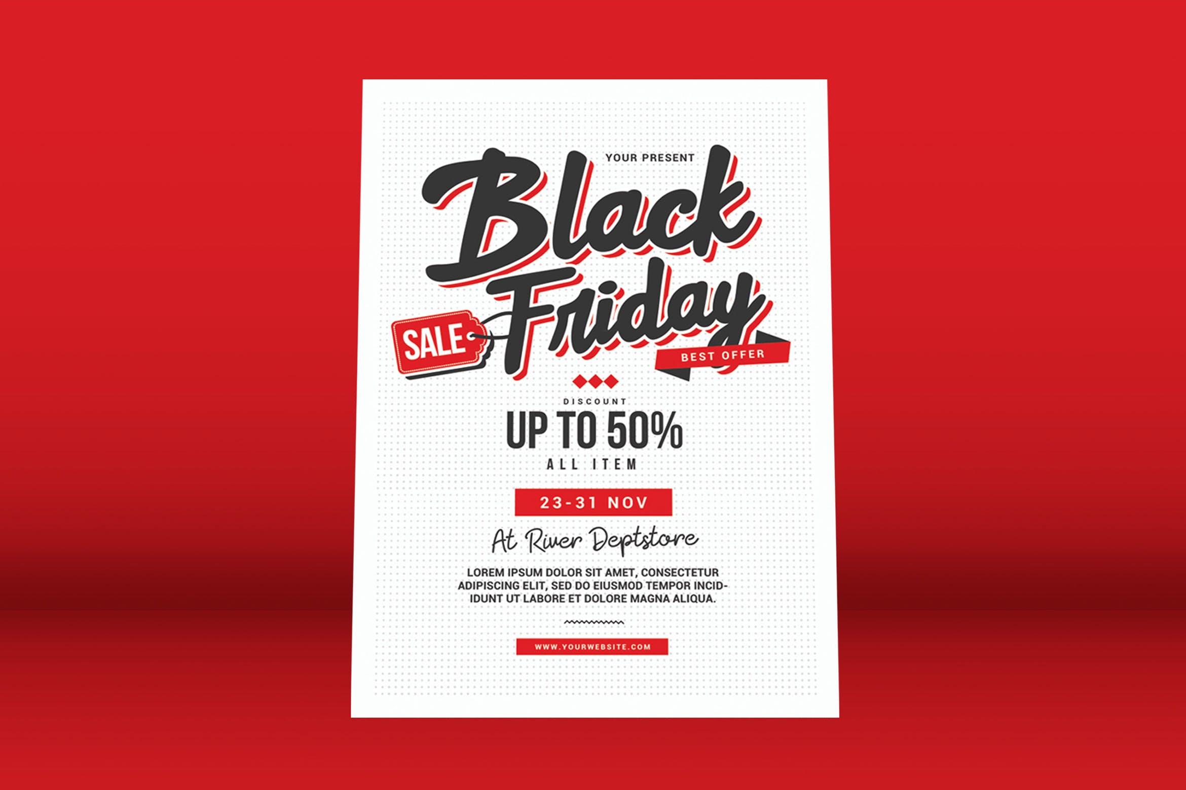 黒五全场促销优惠广告海报传单模板 Black Friday Sale Flyer插图