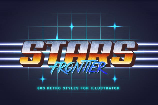 80年代复古插画风格PS字体样式 for AI 80s Retro Illustrator Styles插图6